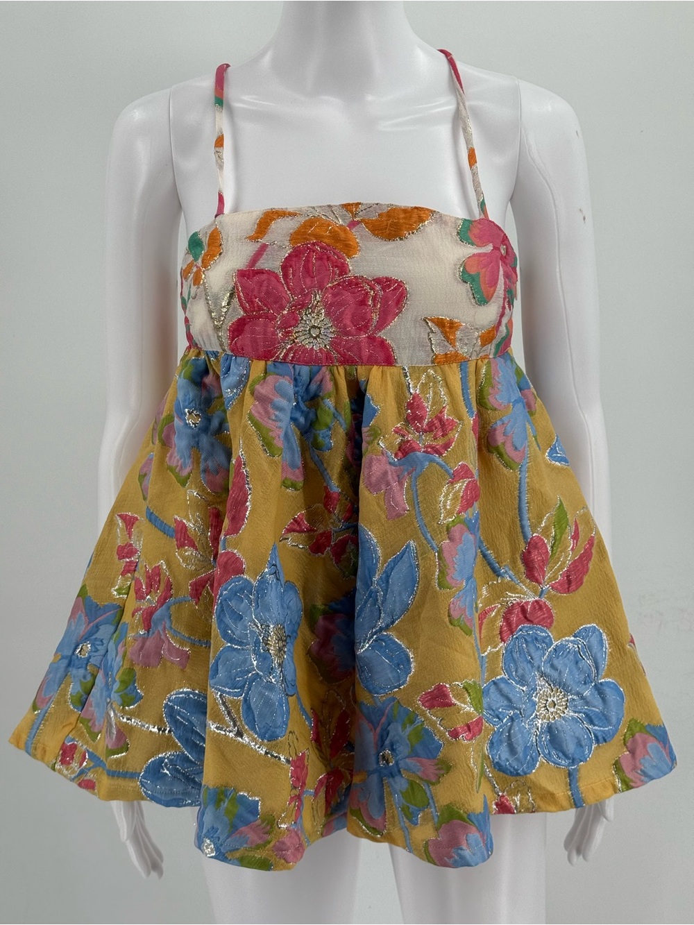 Autumn Adeigbo Fifi Peplum Babydoll Top Blouse Spaghetti Strap sz 2